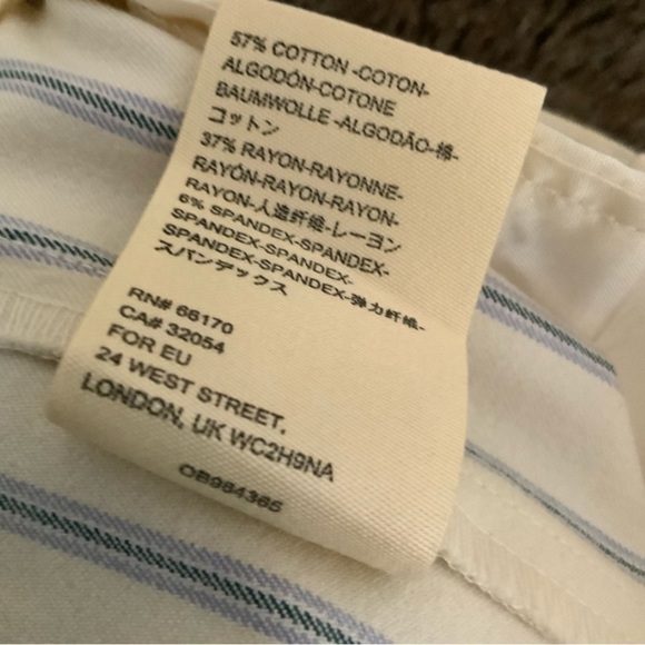 ANTHROPOLOGIE The Essential Slim Striped Cropped Pants Stretch
Cream/Blue Size 8 - Picture 6 of 10